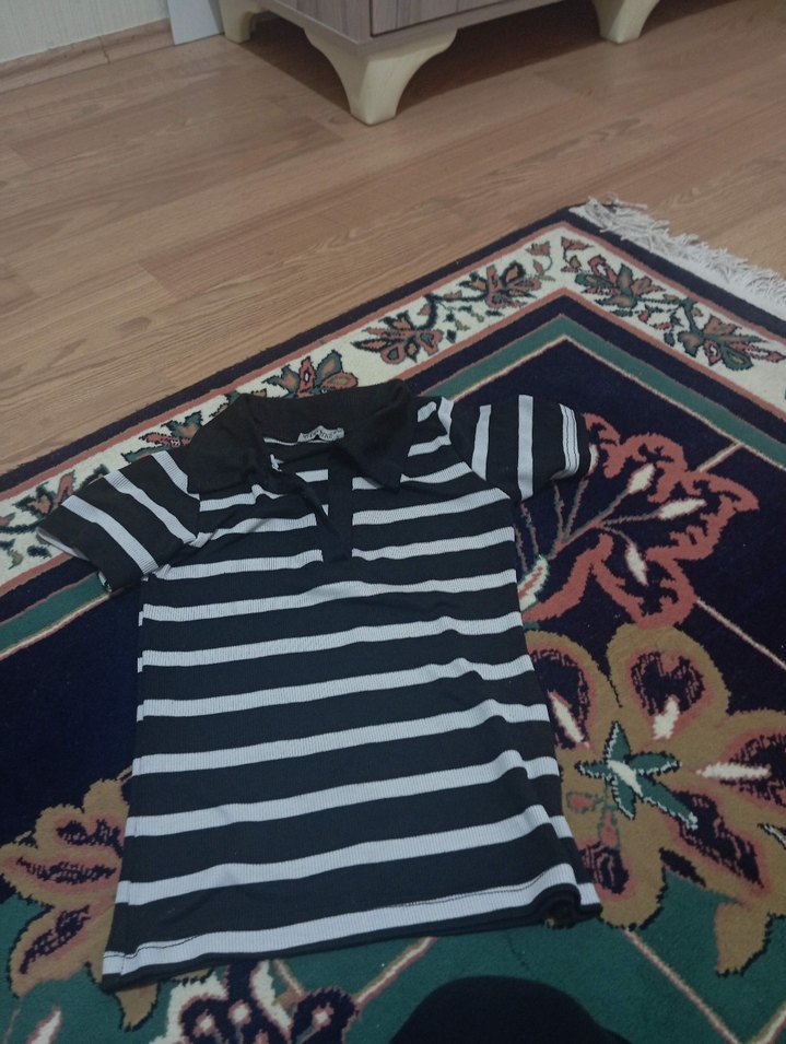 Siyah Çizgili Kısa Kollu Gömlek - Görsel 3