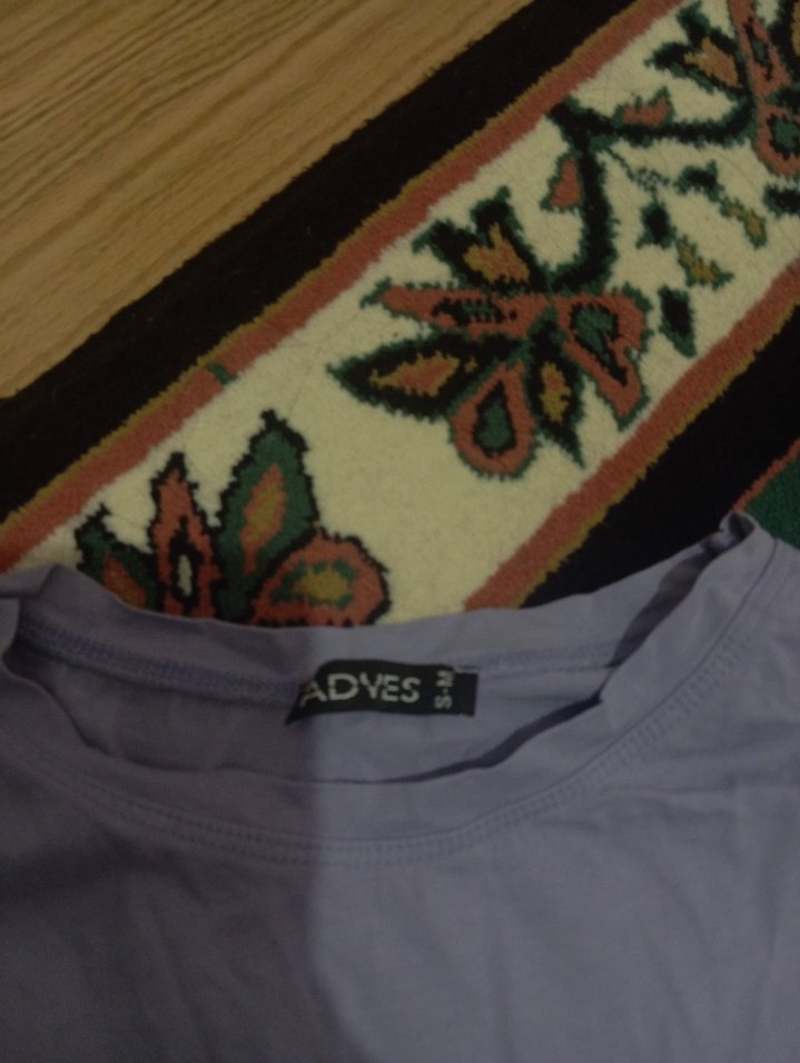 mor  Kısa Kollu Pamuklu Tişört - Görsel 3