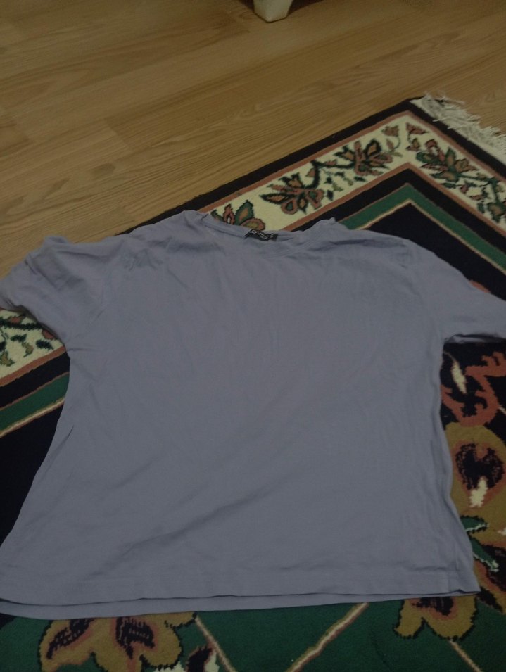 mor  Kısa Kollu Pamuklu Tişört - Görsel 2