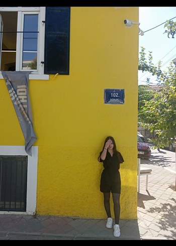 Siyah V Yaka Midi Elbise - Görsel 2