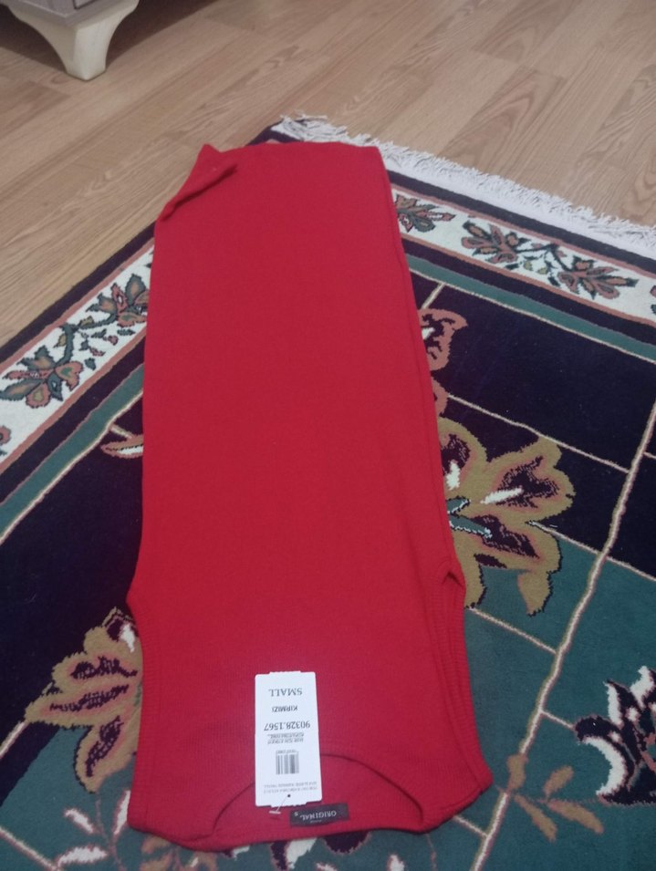 Kırmızı sıfır kol diz hizasında elbise sıfır - Görsel 4