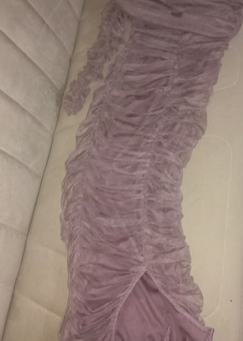 Drapeli Uzun Tekkol Kadın Abiye Elbise - Görsel 3