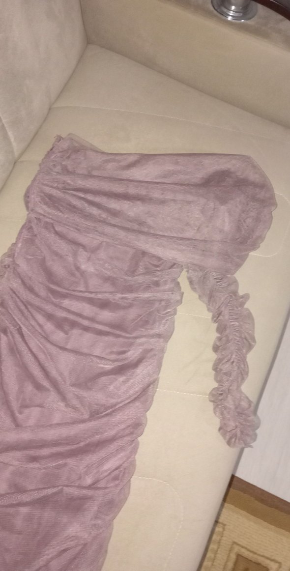 Drapeli Uzun Tekkol Kadın Abiye Elbise - Görsel 2