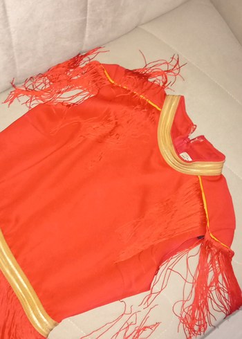 Püsküllü kısa Kırmızı Kadın Abiye Elbise - Görsel 3