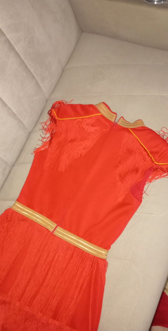 Püsküllü kısa Kırmızı Kadın Abiye Elbise - Görsel 5