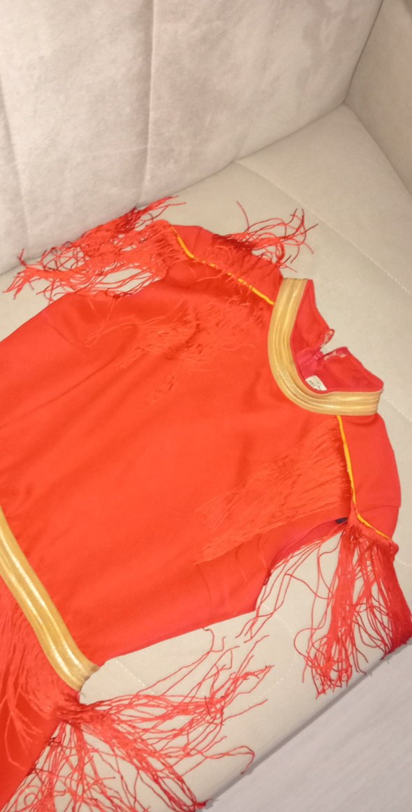 Püsküllü kısa Kırmızı Kadın Abiye Elbise - Görsel 3