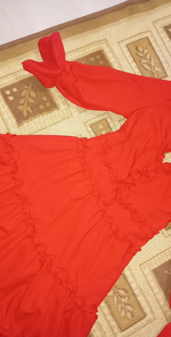 Kırmızı Volanlı Mini Bohem Sırtı açıq Elbise - Görsel 3