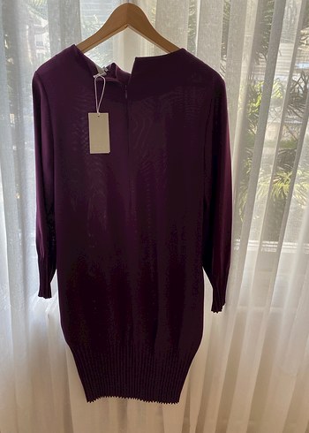 Mor Pilili krep elbise - Görsel 3