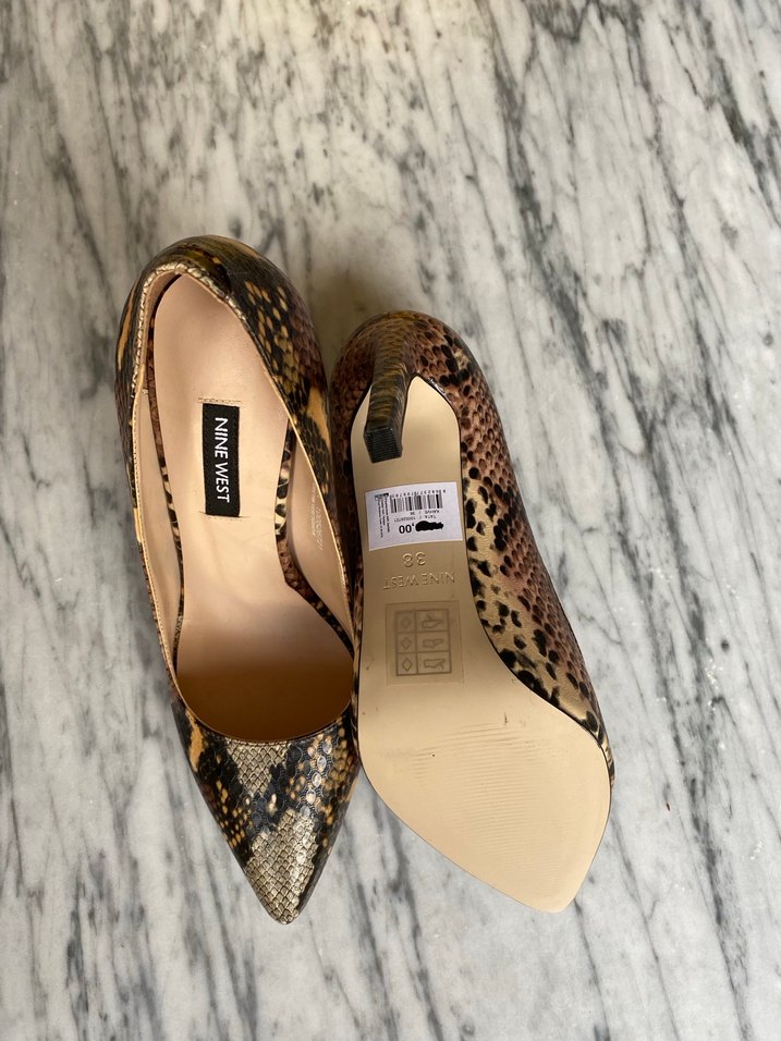 Nine West Kahverengi Yılan Derisi Desenli Topuklu - Görsel 3