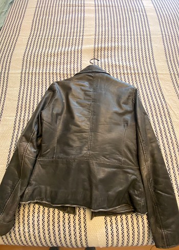 Kadın Siyah Deri Biker Ceket - Görsel 2