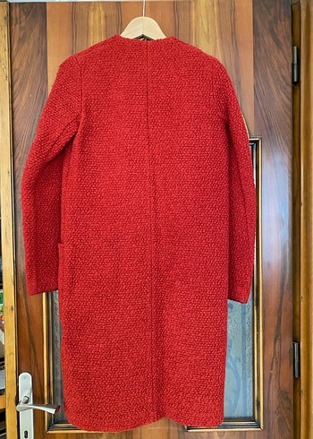 Tek Düğmeli Kırmızı Uzun Kaban - Görsel 2