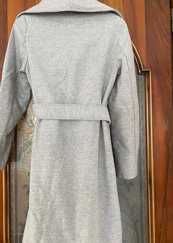 Kuşaklı Gri Kadın Kaban - Görsel 2