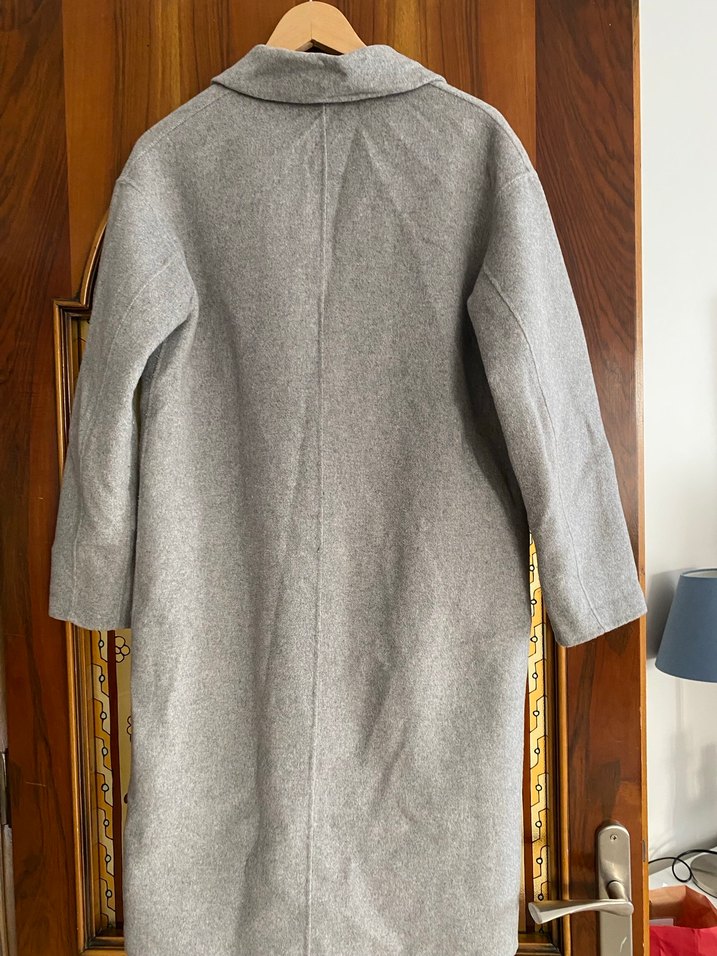 Çift Düğmeli Gri Kaban - Görsel 2