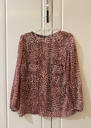 Düğmeli Leopar Desenli Kadın Bluz - Görsel 9