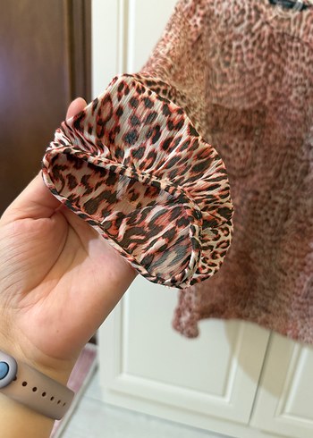 Düğmeli Leopar Desenli Kadın Bluz - Görsel 8