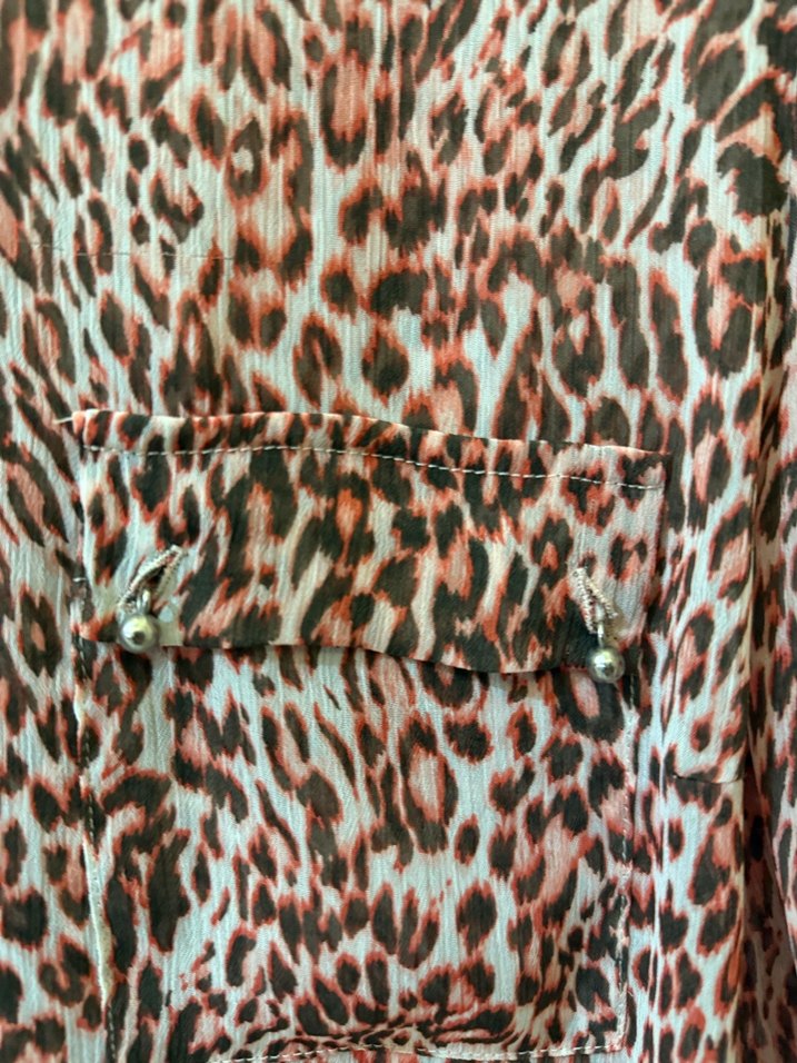 Düğmeli Leopar Desenli Kadın Bluz - Görsel 5