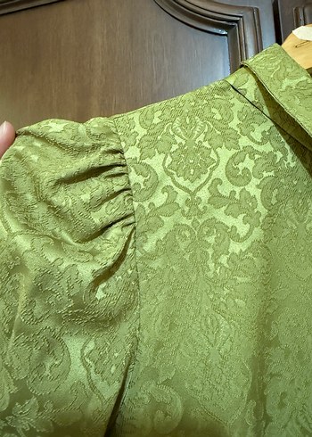 Kadın Yeşil Vintage Desenli Uzun Kollu Elbise - Görsel 7