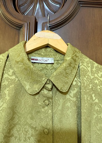 Kadın Yeşil Vintage Desenli Uzun Kollu Elbise - Görsel 3