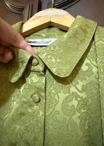 Kadın Yeşil Vintage Desenli Uzun Kollu Elbise - Görsel 10