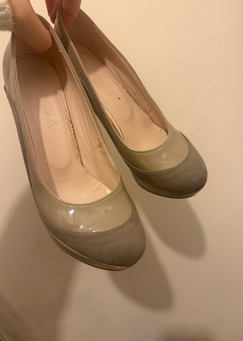 Bej Kadın Dolgu Topuklu Ayakkabı - Görsel 7