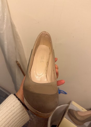 Bej Kadın Dolgu Topuklu Ayakkabı - Görsel 3