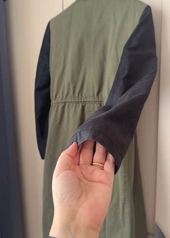 Kadın Haki Deri Kollu Mevsimlik - Görsel 4