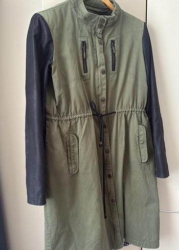 Kadın Haki Deri Kollu Mevsimlik - Görsel 7