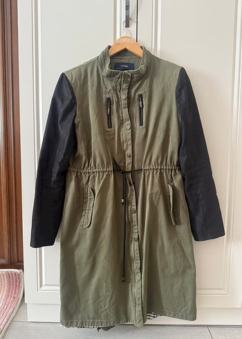 Kadın Haki Deri Kollu Mevsimlik - Görsel 8