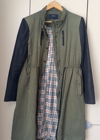 Kadın Haki Deri Kollu Mevsimlik - Görsel 6