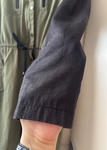 Kadın Haki Deri Kollu Mevsimlik - Görsel 2