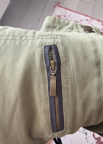 Kadın Haki Deri Kollu Mevsimlik - Görsel 5