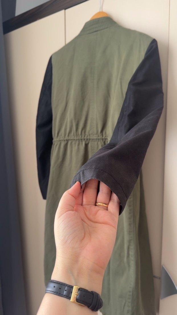 Kadın Haki Deri Kollu Mevsimlik - Görsel 4