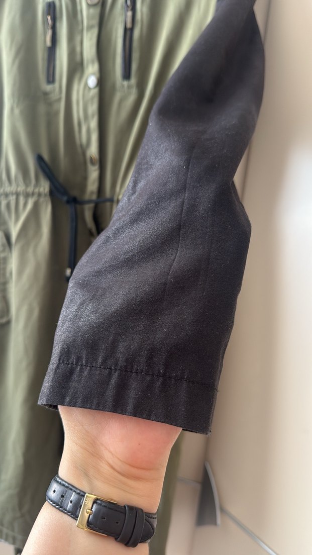 Kadın Haki Deri Kollu Mevsimlik - Görsel 2