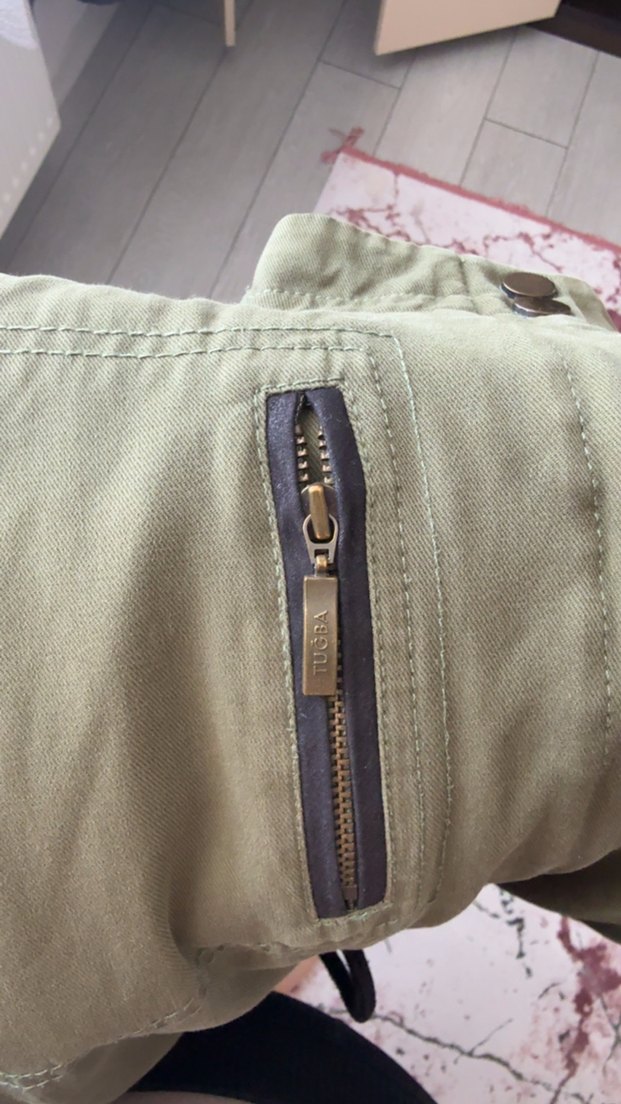 Kadın Haki Deri Kollu Mevsimlik - Görsel 5