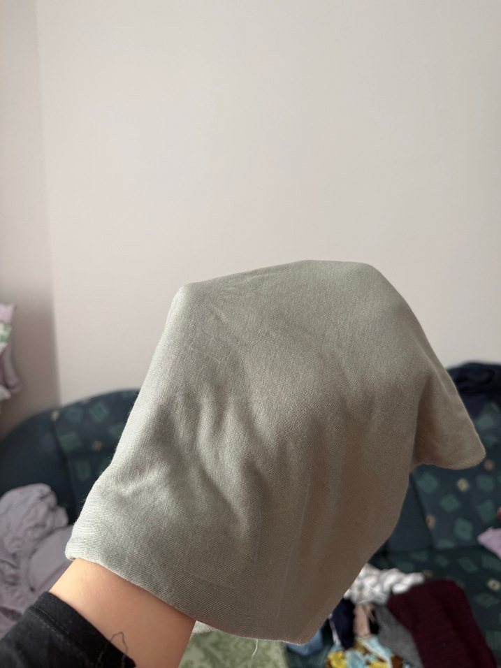 Mint Yeşili Penye Kadın Şal, Dökümlü - Görsel 4