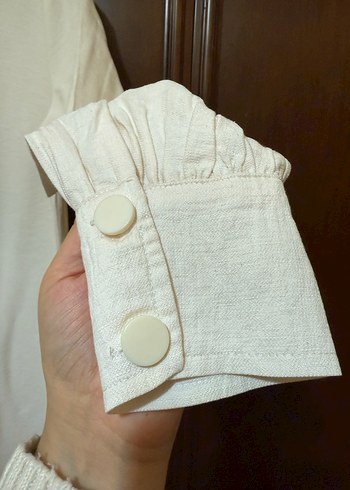 Düğmeli Beyaz Uzun Viscon Elbise - Görsel 12