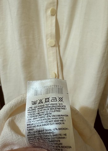 Düğmeli Beyaz Uzun Viscon Elbise - Görsel 11