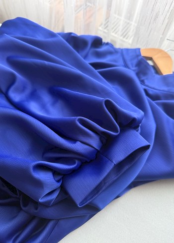 Mavi Drapeli Uzun Kadın Elbise - Görsel 4