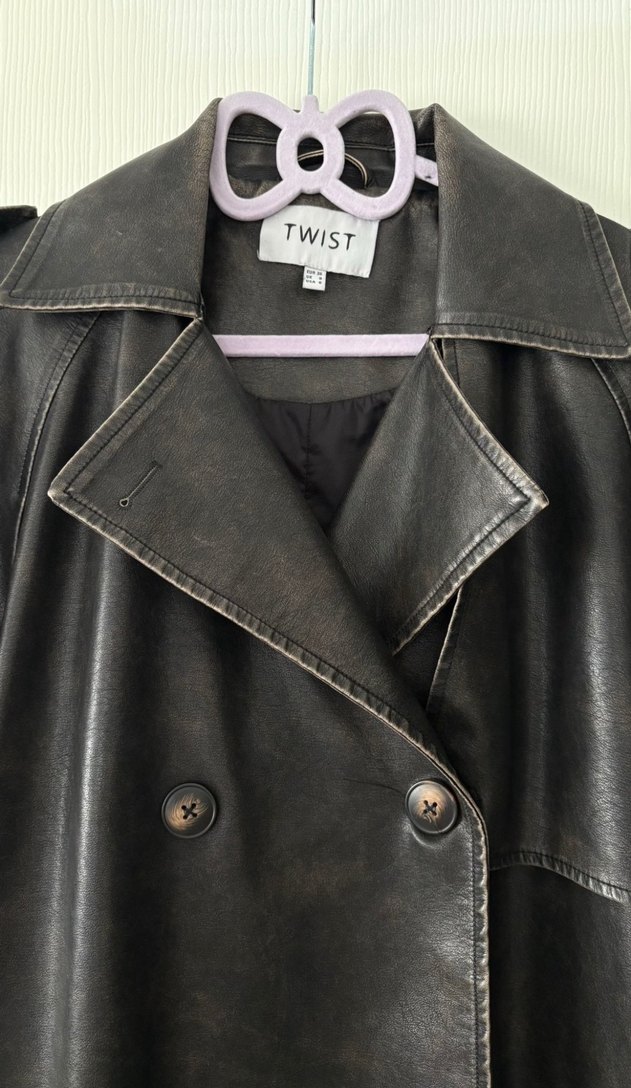 Siyah Deri Uzun Kadın Trençkot - Görsel 2