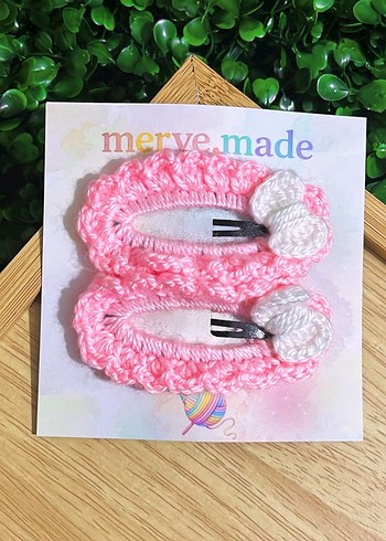 Renkli Nakışlı Örgü Çocuk Toka Seti - Görsel 6