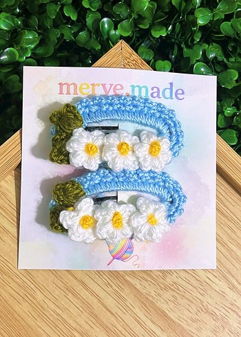 Renkli Nakışlı Örgü Çocuk Toka Seti - Görsel 4