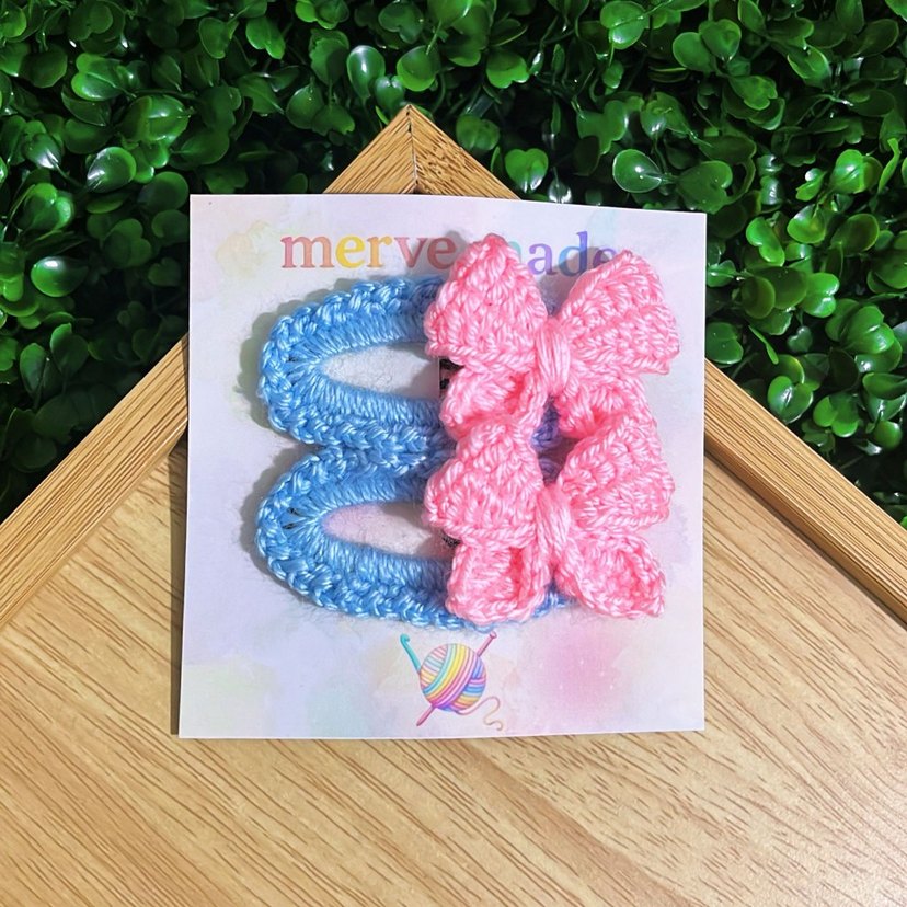 Renkli Nakışlı Örgü Çocuk Toka Seti - Görsel 3