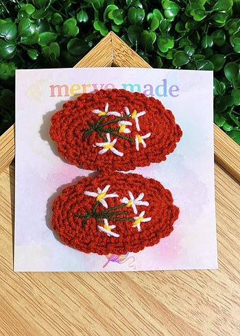 Nakışlı Örgü Mor Çocuk Toka Seti - Görsel 3