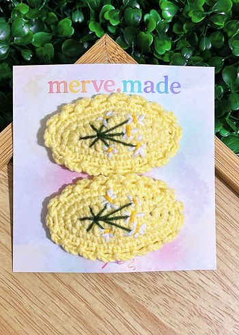 Nakışlı Örgü Mor Çocuk Toka Seti - Görsel 2