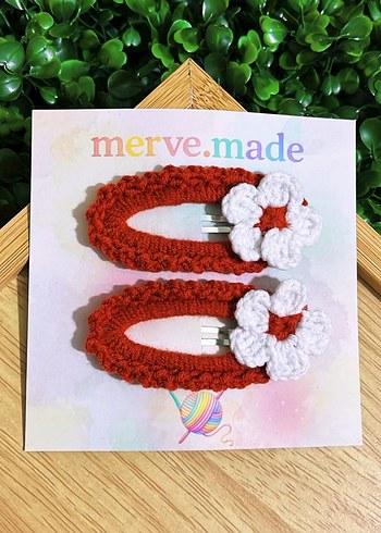 Sarı Örgü Çiçekli Çocuk Toka Seti - Görsel 4