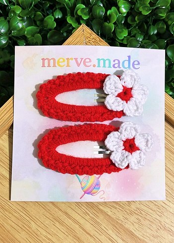 Sarı Örgü Çiçekli Çocuk Toka Seti - Görsel 2