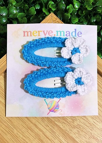 Sarı Örgü Çiçekli Çocuk Toka Seti - Görsel 5