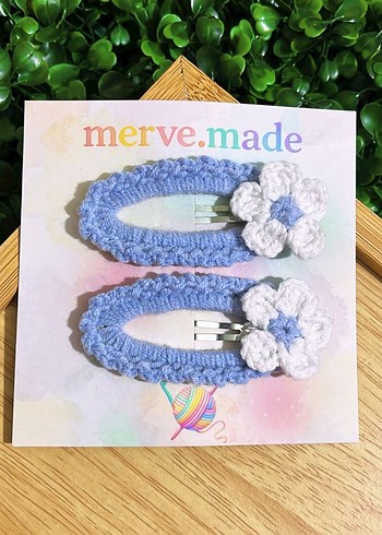 Sarı Örgü Çiçekli Çocuk Toka Seti - Görsel 6