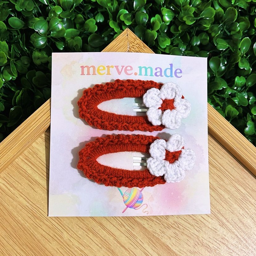 Sarı Örgü Çiçekli Çocuk Toka Seti - Görsel 4