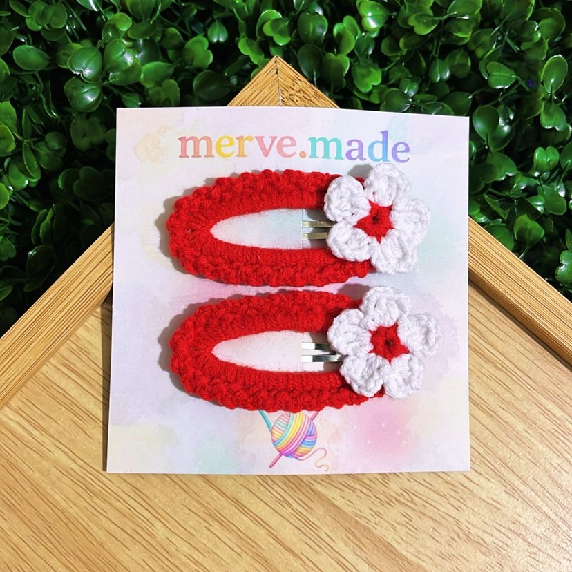 Sarı Örgü Çiçekli Çocuk Toka Seti - Görsel 2